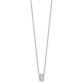 14k White Gold 2 carat Lab Grown Diamond VS/SI+ G+ Oval Complete Four Prong 18 inch Pendant Necklace